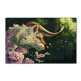 Cakapuzzle Beyaz Kurt Garip Boynuzları ve Karga 120 Parça Ahşap Puzzle