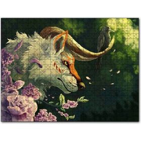 Cakapuzzle Beyaz Kurt Garip Boynuzları ve Karga Mdf 120 Parça Puzzle