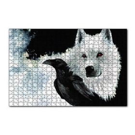 Cakapuzzle Beyaz Kurt Karga 120 Parça Ahşap Puzzle