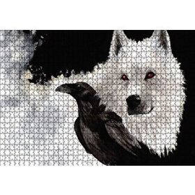 Cakapuzzle Beyaz Kurt Karga 120 Parça Ahşap Puzzle