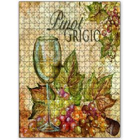 Cakapuzzle Beyaz Şarap Kadehi Üzüm Ahşap 500 Parça Puzzle