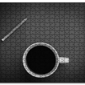 Cakapuzzle Beyaz Seramik Fincanda Kahve ve Kurşun Kalem Mdf 1000 Parça Puzzle