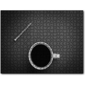 Cakapuzzle Beyaz Seramik Fincanda Kahve ve Kurşun Kalem Mdf 120 Parça Puzzle