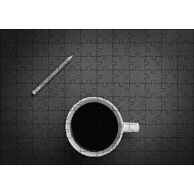 Cakapuzzle Beyaz Seramik Fincanda Kahve ve Kurşun Kalem Mdf 120 Parça Puzzle