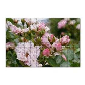 Cakapuzzle Beyaz ve Pembe Gonca Güller ve Yapraklar 120 Parça Ahşap Puzzle