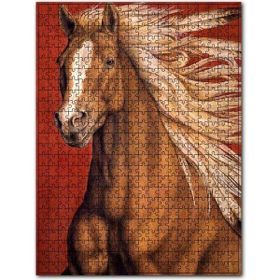 Cakapuzzle Beyaz Yeleli Kahve Rengi At Görseli 500 Parça Puzzle