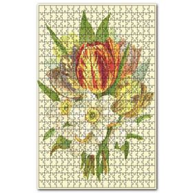 Cakapuzzle Beyaz Zambaklar ve Laleler Çizim Ahşap 1000 Parça Puzzle