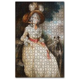 Cakapuzzle Beyazlar İçindeki Asil Kadın ve Köpeği Ahşap 1000 Parça Puzzle