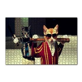 Cakapuzzle Beyzbolcu Kediler 120 Parça Ahşap Puzzle