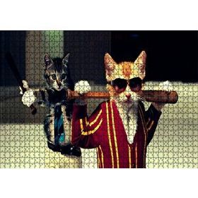 Cakapuzzle Beyzbolcu Kediler Mdf 1000 Parça Puzzle