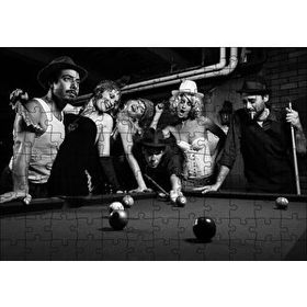 Cakapuzzle Bilardo Oyuncuları Nostalji Mdf 120 Parça Puzzle