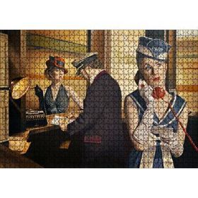 Cakapuzzle Bilet Gişesi ve Birinci Sınıf Yolcu 120 Parça Ahşap Puzzle