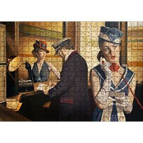 Cakapuzzle Bilet Gişesi ve Birinci Sınıf Yolcu 120 Parça Ahşap Puzzle