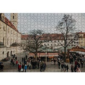 Cakapuzzle Binalar Meydan Ağaçlar ve Kalabalıklar 120 Parça Ahşap Puzzle
