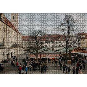 Cakapuzzle Binalar Meydan Ağaçlar ve Kalabalıklar Mdf 1000 Parça Puzzle