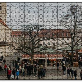 Cakapuzzle Binalar Meydan Ağaçlar ve Kalabalıklar Mdf 120 Parça Puzzle