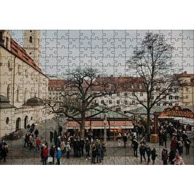 Cakapuzzle Binalar Meydan Ağaçlar ve Kalabalıklar Mdf 255 Parça Puzzle