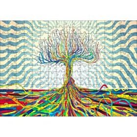 Cakapuzzle Bir Ağaç Oluşturan Renkli Teller Görseli 120 Parça Ahşap Puzzle