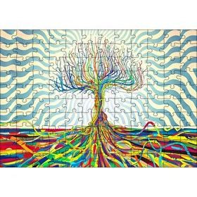Cakapuzzle Bir Ağaç Oluşturan Renkli Teller Görseli 120 Parça Ahşap Puzzle