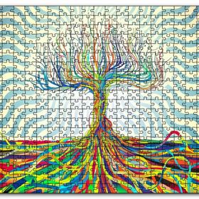 Cakapuzzle Bir Ağaç Oluşturan Renkli Teller Görseli Mdf 500 Parça Puzzle