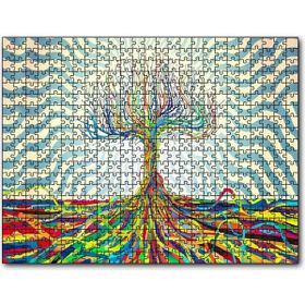 Cakapuzzle Bir Ağaç Oluşturan Renkli Teller Görseli Mdf 500 Parça Puzzle