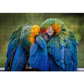 Cakapuzzle Bir Çift Mavi Macaw Papağanı 120 Parça Ahşap Puzzle