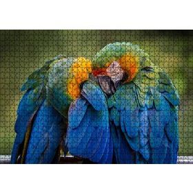 Cakapuzzle Bir Çift Mavi Macaw Papağanı Mdf 1000 Parça Puzzle