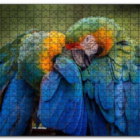 Cakapuzzle Bir Çift Mavi Macaw Papağanı Mdf 120 Parça Puzzle