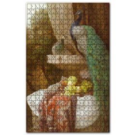 Cakapuzzle Bir Çift Tavuskuşu ve Taze Meyveler Ahşap 500 Parça Puzzle