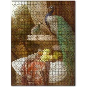 Cakapuzzle Bir Çift Tavuskuşu ve Taze Meyveler Ahşap 500 Parça Puzzle