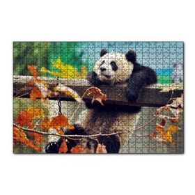 Cakapuzzle Bir Çitte Sarkan Panda Görseli 120 Parça Ahşap Puzzle
