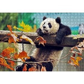 Cakapuzzle Bir Çitte Sarkan Panda Görseli 120 Parça Ahşap Puzzle