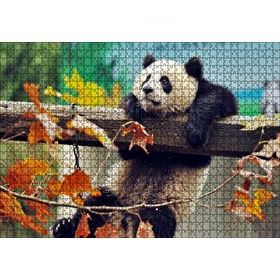 Cakapuzzle Bir Çitte Sarkan Panda Görseli 120 Parça Ahşap Puzzle