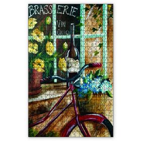 Cakapuzzle Birahane Önünde Bisiklet Şarap Şişesi Ahşap 255 Parça Puzzle