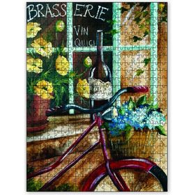 Cakapuzzle Birahane Önünde Bisiklet Şarap Şişesi Ahşap 255 Parça Puzzle