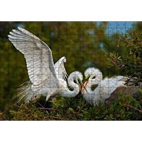 Cakapuzzle Birbirine Kur Yapan Ak Balıkçıl Kuşları 120 Parça Ahşap Puzzle