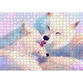 Cakapuzzle Birbirini Temizleyen Beyaz Kurtlar Çizim 120 Parça Ahşap Puzzle