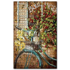 Cakapuzzle Bisiklet Sepetinde Şarap Meyveler Çiçekler Ahşap 255 Parça Puzzle