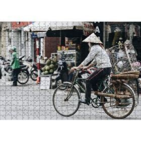 Cakapuzzle Bisikletli Uzakdoğulu 120 Parça Ahşap Puzzle