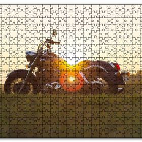 Cakapuzzle Black Cruiser Motorsiklet ve Günbatımı Mdf 500 Parça Puzzle