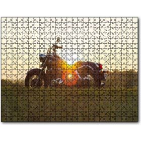 Cakapuzzle Black Cruiser Motorsiklet ve Günbatımı Mdf 500 Parça Puzzle