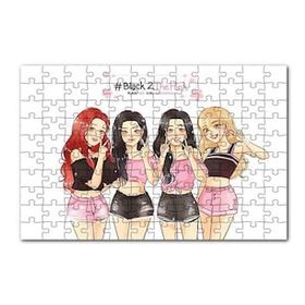 Cakapuzzle Black Pink Kore Pop Pembe Siyah Kıyafetli 120 Parça Ahşap Puzzle