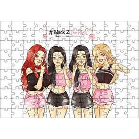 Cakapuzzle Black Pink Kore Pop Pembe Siyah Kıyafetli 120 Parça Ahşap Puzzle