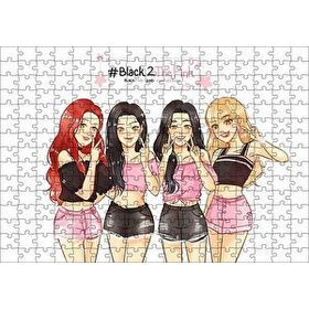 Cakapuzzle Black Pink Kore Pop Pembe Siyah Kıyafetli 120 Parça Ahşap Puzzle