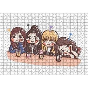Cakapuzzle Black Pink Pop Grubu Karikatürize 120 Parça Ahşap Puzzle