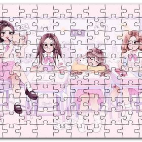 Cakapuzzle Black Pink Pop Grubu Üyeleri Çocuksu Çizim Mdf 120 Parça Puzzle