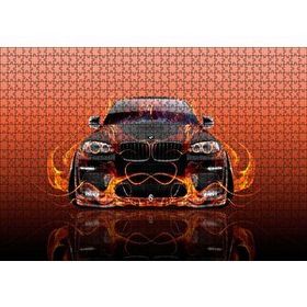 Cakapuzzle BMW X6 ve Kırmızı Alevler 120 Parça Ahşap Puzzle