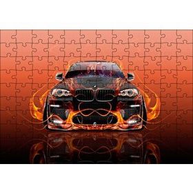Cakapuzzle BMW X6 ve Kırmızı Alevler 120 Parça Ahşap Puzzle