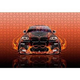 Cakapuzzle BMW X6 ve Kırmızı Alevler 120 Parça Ahşap Puzzle