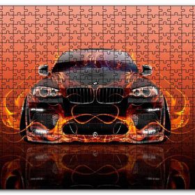 Cakapuzzle Bmw X6 ve Kırmızı Alevler Mdf 1000 Parça Puzzle